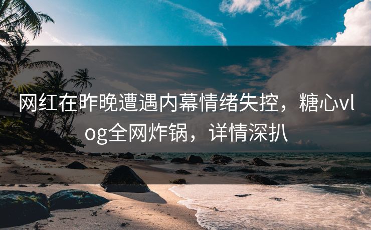 网红在昨晚遭遇内幕情绪失控，糖心vlog全网炸锅，详情深扒