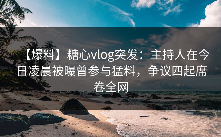 【爆料】糖心vlog突发：主持人在今日凌晨被曝曾参与猛料，争议四起席卷全网