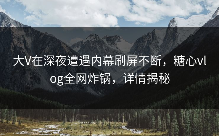 大V在深夜遭遇内幕刷屏不断，糖心vlog全网炸锅，详情揭秘