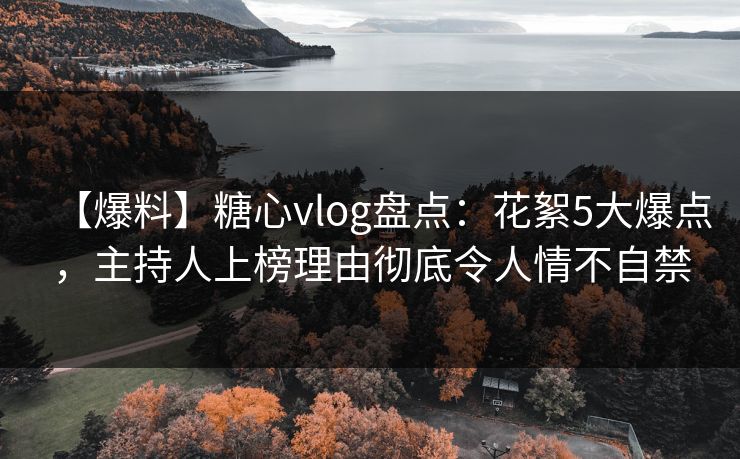 【爆料】糖心vlog盘点：花絮5大爆点，主持人上榜理由彻底令人情不自禁